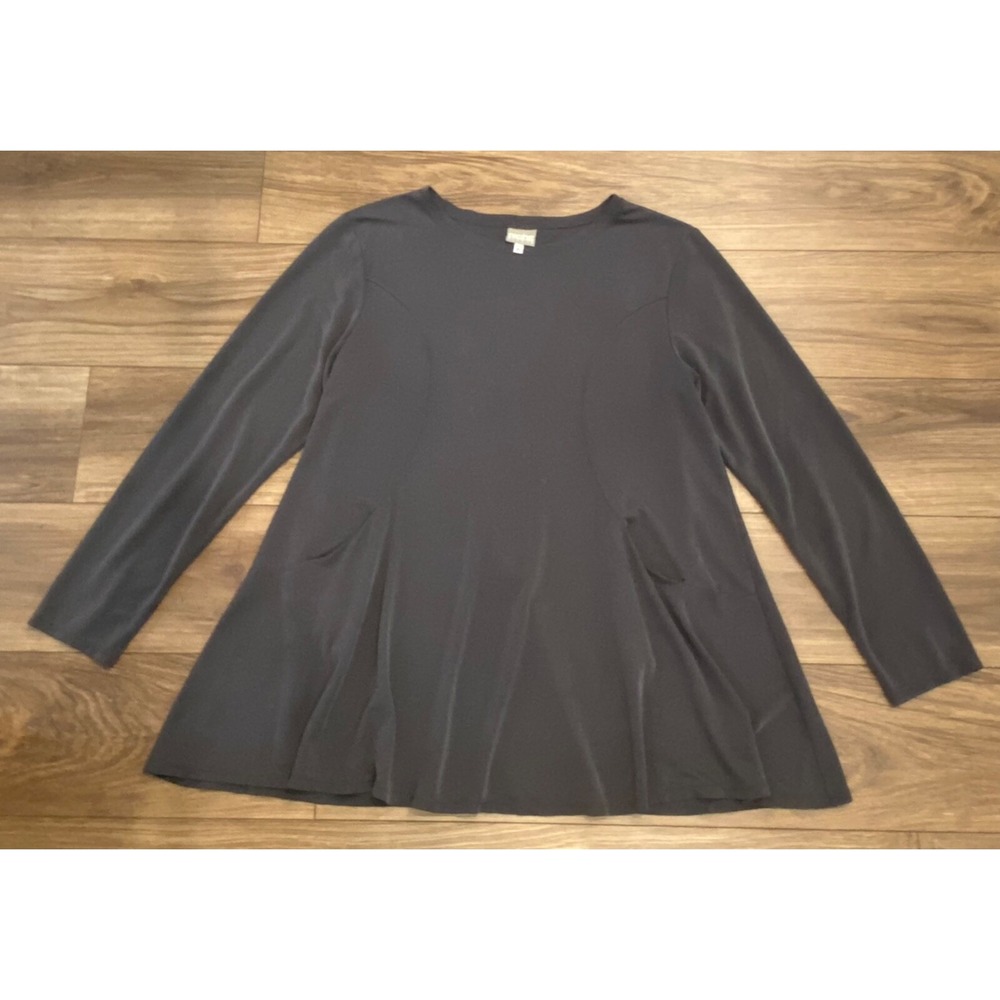 Niche Nilgun Derman Art to Wear Shirt SIZE XL Black Pockets Tunic Top Made USA